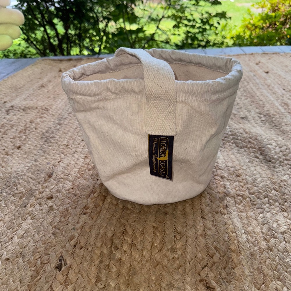 Florida Coast Canvas Bucket Bag Cream Single Handle Utility Tote Handbag shells